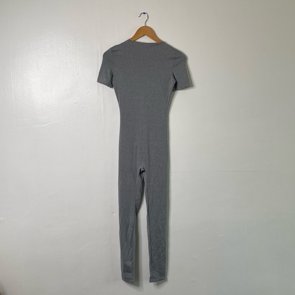 Gray spandex bodysuit